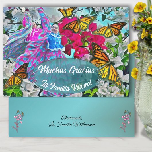 Gracias Dancing with Flowers & Butterflies PV01 Bedankkaart