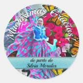 Gracias dansen met bloemen en buistraten PV01 Ronde Sticker (Voorkant)