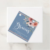 Gracias, Dusty Blue en Blush Pink Floral Bedankjes Labels (In situ)
