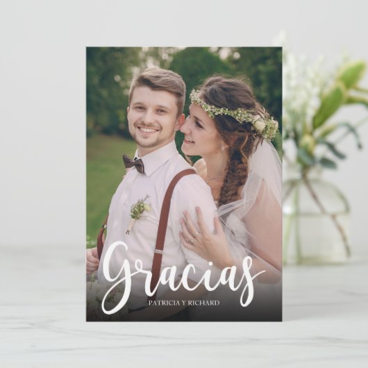 Gracias Elegant Bruiloft Spaans Dank u Foto Kaart (Staand voorkant)