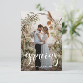 Gracias Elegante twee foto bruiloft Bedankkaart (Staand voorkant)