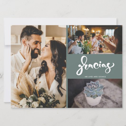 Gracias Foto Collage Green Wedding Dank je (Voorkant)