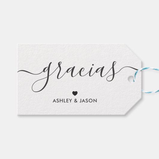 Gracias Gift Label, bruiloft Dank je Labels, Kraft Cadeaulabel (Voorkant (Horizontaal))