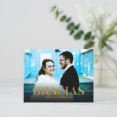 Gracias Gold Foil Font Wedding Bedankt Foto Briefkaart (Staand voorkant)