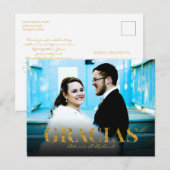 Gracias Gold Foil Font Wedding Bedankt Foto Briefkaart (Voorkant / Achterkant)