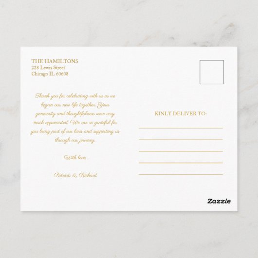 Gracias Gold Foil Script Wedding Dank u Foto Briefkaart (Achterkant)