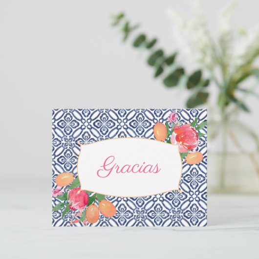 Gracias Heet Roze Citrus Spaans Tegels Dank u Briefkaart (Staand voorkant)