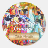 Gracias Mexican Festival Dancers 2549 Ronde Sticker (Voorkant)