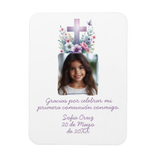 Gracias Mi Primera Comunión con Foto Flores Magneet