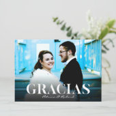 Gracias Modern Font Wedding Dank u Foto Kaart (Staand voorkant)
