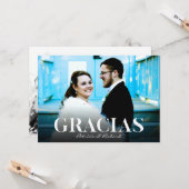 Gracias Modern Font Wedding Dank u Foto Kaart (Voorkant / Achterkant in situ)