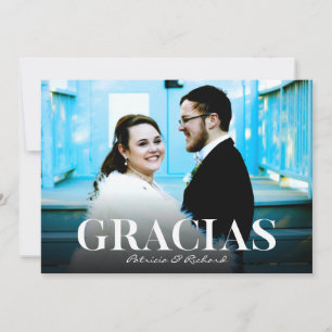 Gracias Modern Font Wedding Dank u Foto Kaart
