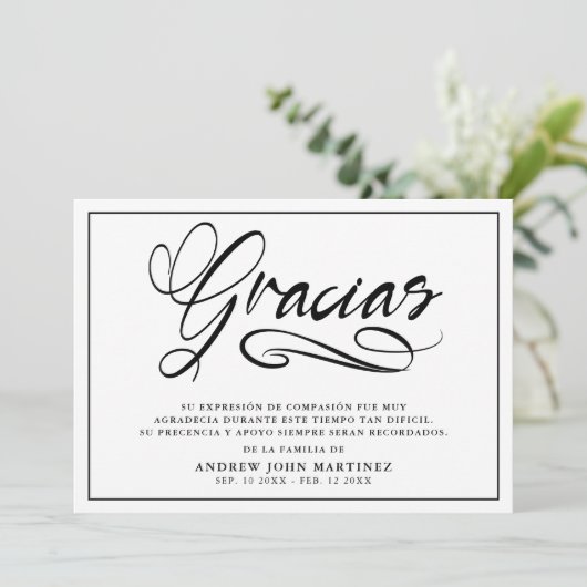 Gracias Modern Foto Spaanse Funeral Bedankkaart (Staand voorkant)