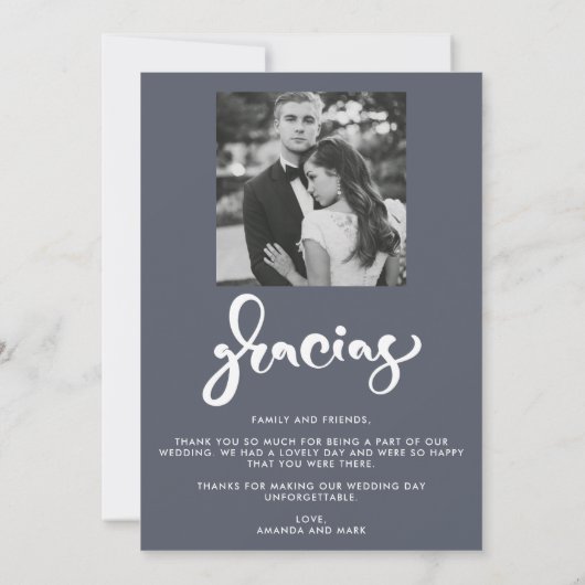 Gracias Modern Foto Weddenschap Bedankt (Achterkant)