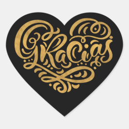 Gracias Modern Gold Cursive Script Typografie Hart Sticker