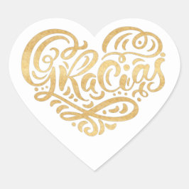 Gracias Modern Gold Cursive Script Typografie Hart Sticker