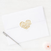 Gracias Modern Gold Cursive Script Typografie Hart Sticker (Envelop)