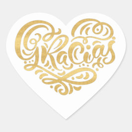Gracias Modern Gold Cursive Script Typografie Hart Sticker