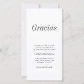 Gracias Modern Typography Memorial Dank je Bedankkaart (Voorkant)