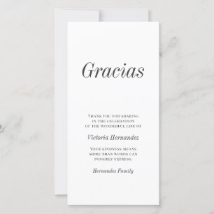 Gracias Modern Typography Memorial Dank je Bedankkaart