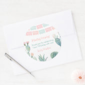 Gracias Pastel Cactus Mexicaanse Fiesta Dank u Ronde Sticker (Envelop)