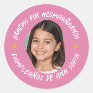 Gracias por acompañarnos cumpleaños con foto ronde sticker