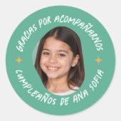 Gracias por acompañarnos cumpleaños con foto ronde sticker (Voorkant)