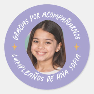 Gracias por acompañarnos cumpleaños con foto ronde sticker