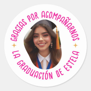 Gracias por acompañarnos graduación con foto ronde sticker