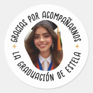 Gracias por acompañarnos graduación con foto ronde sticker