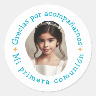 Gracias por acompañarnos mi primera comunión foto ronde sticker