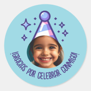 Gracias por Celebrar Conmigo Fiesta con Foto Ronde Sticker