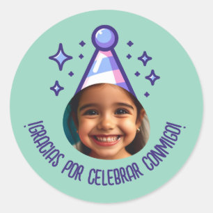 Gracias por Celebrar Conmigo Fiesta con Foto Ronde Sticker
