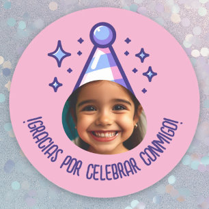 Gracias por Celebrar Conmigo Fiesta con Foto Ronde Sticker