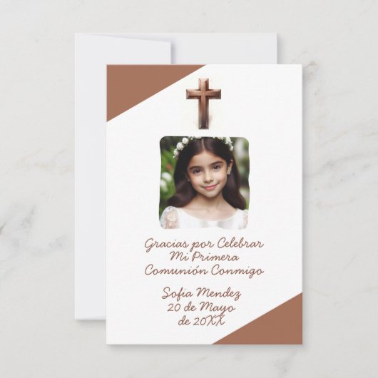 Gracias por Celebrar Mi Primera Comunión con Foto Bedankkaart (Voorkant)