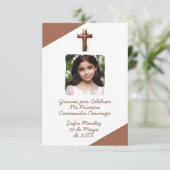 Gracias por Celebrar Mi Primera Comunión con Foto Bedankkaart (Staand voorkant)