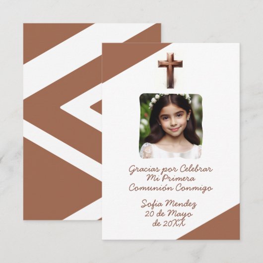 Gracias por Celebrar Mi Primera Comunión con Foto Bedankkaart (Voorkant / Achterkant)