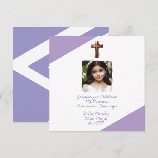 Gracias por Celebrar Mi Primera Comunión con Foto Feestdagenkaart (Voorkant / Achterkant)