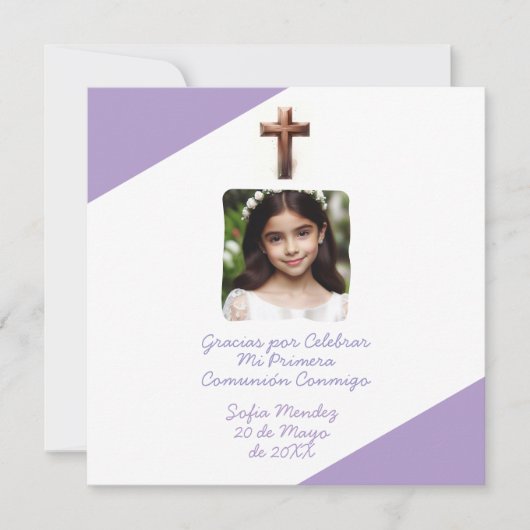 Gracias por Celebrar Mi Primera Comunión con Foto Feestdagenkaart (Voorkant)