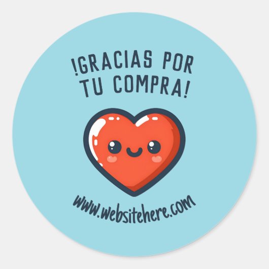 Gracias Por Tu Compra Corazón Kawaii Ronde Sticker (Voorkant)