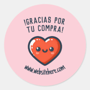 Gracias Por Tu Compra Corazón Kawaii Ronde Sticker