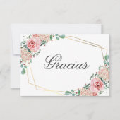 GRACIAS por venir Roze Spaanse Quinceañera Quince Bedankkaart (Voorkant)
