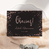 Gracias Quinceanera Bedankt Card, Roos Gold Glam Informatiekaartje