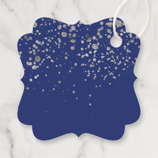 Gracias Royal Blue Silver Confetti Cadeau Bedankt Bedankjes Labels (Achterkant)
