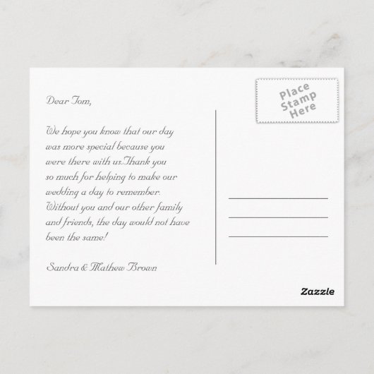 Gracias Roze Bloemen Huwelijk Dank u Briefkaart (Achterkant)