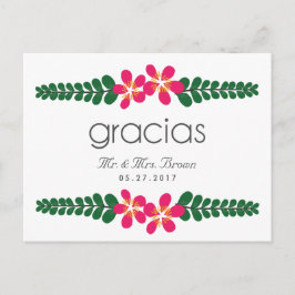 Gracias Roze Bloemen Huwelijk Dank u Briefkaart