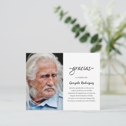 Gracias Simpatia | Spaanse sympathie foto Bedankkaart (Staand voorkant)