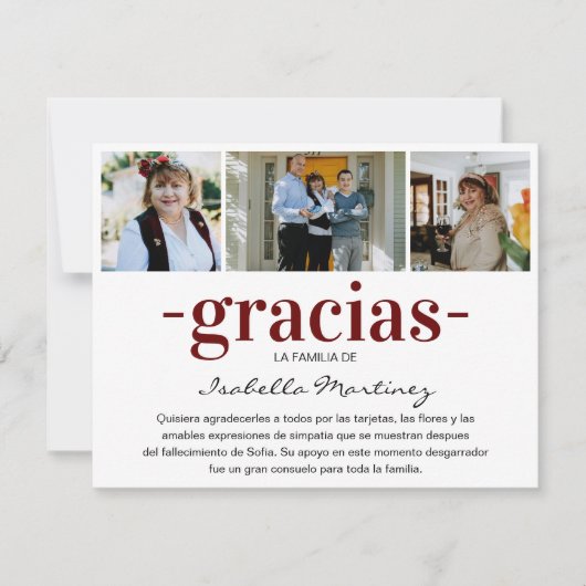 Gracias Simpatia | Spaanse sympathie Foto Collage Bedankkaart (Voorkant)