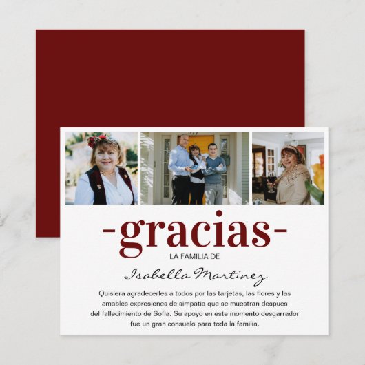 Gracias Simpatia | Spaanse sympathie Foto Collage Bedankkaart (Voorkant / Achterkant)