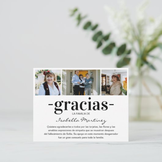 Gracias Simpatia | Spaanse sympathie Foto Collage Bedankkaart (Staand voorkant)